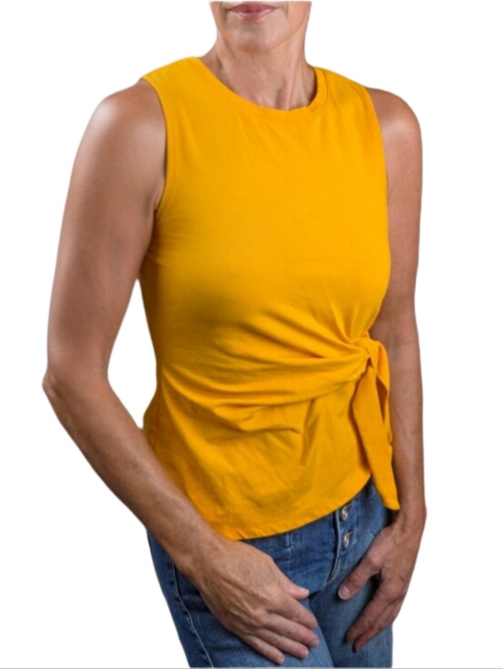 ON 34TH Sleeveless Tank With Side Tie Detail In Marigold